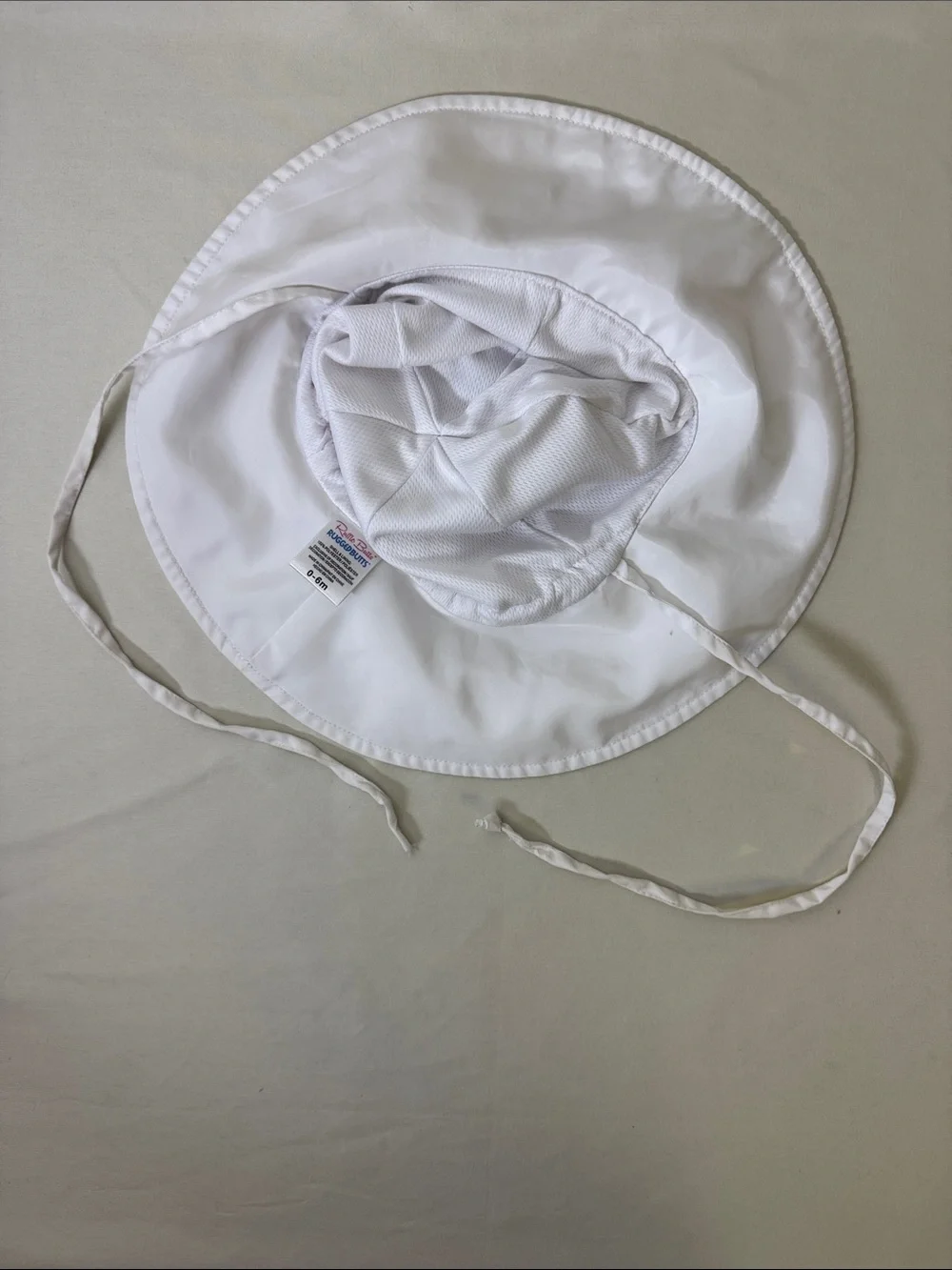 Ruffle Butts White Sun Hat with Chin Strap